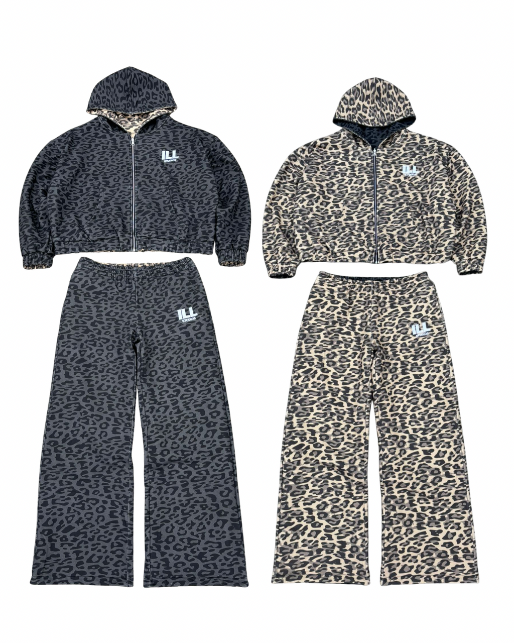 Reversible leopard sweatsuits