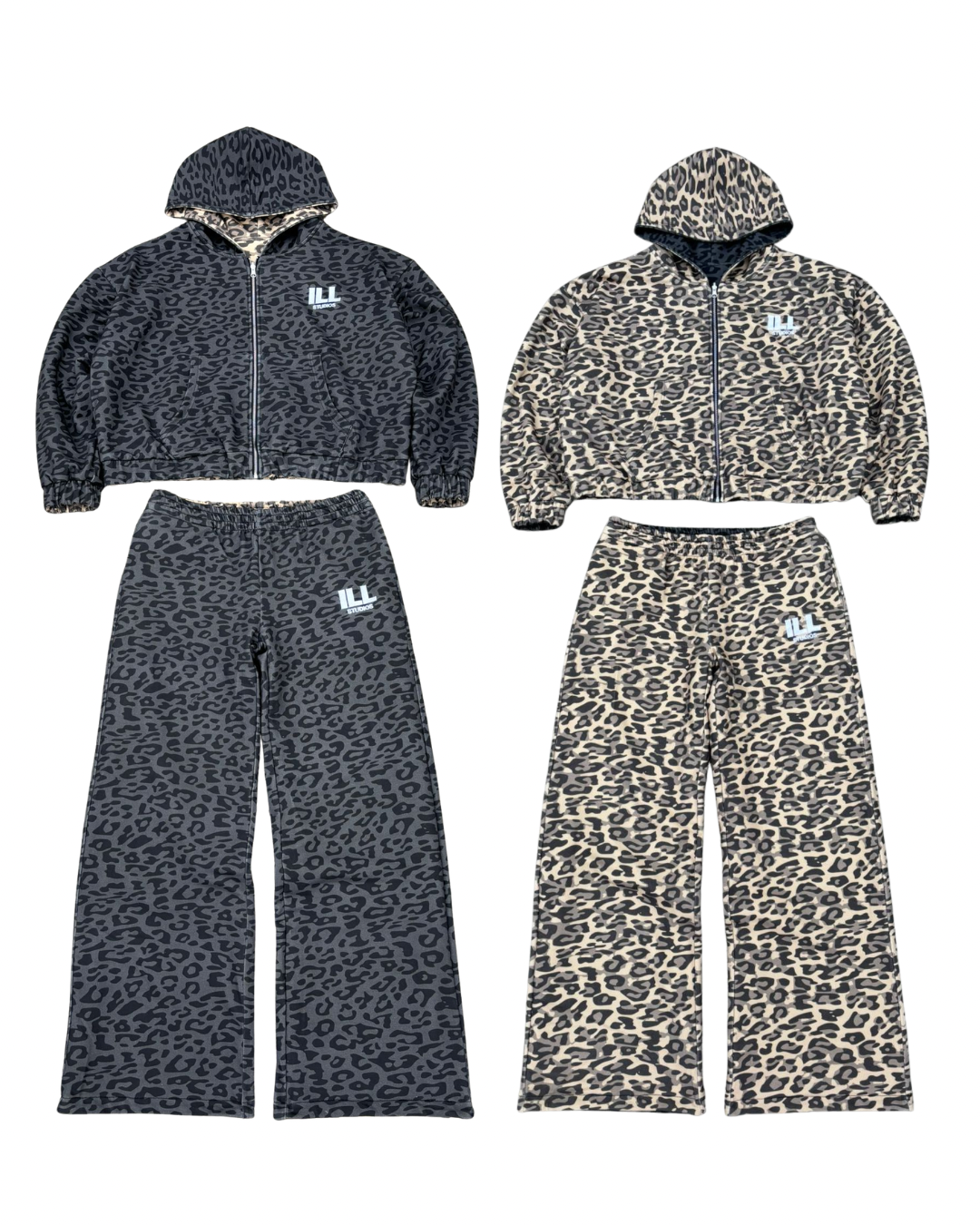 Reversible leopard sweatsuits