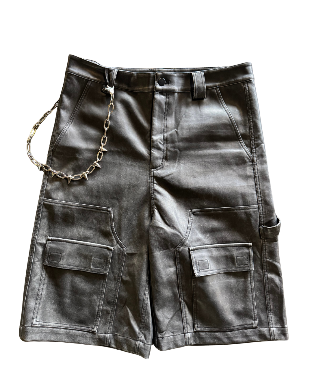 WASHED LEATHER SHORTS