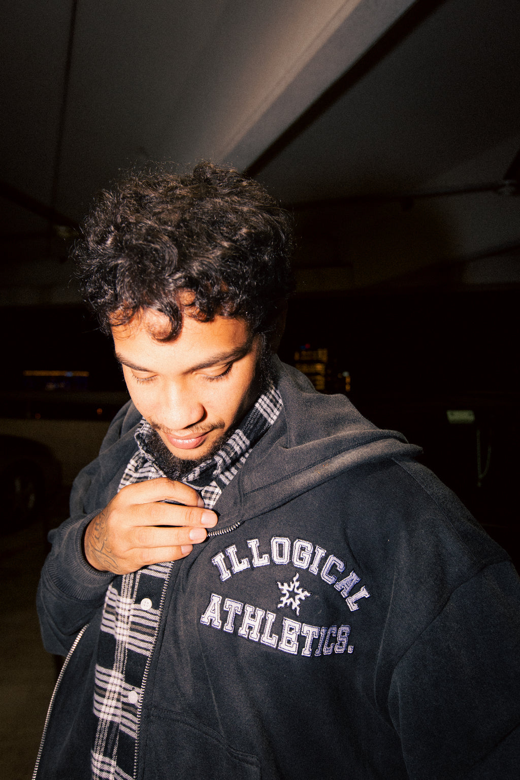 ATHLETICS PLAID HOODIE